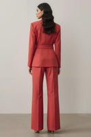 Load image into Gallery viewer, Red 2 Piece Notched Lapel Long Sleeves Prom Suits with Belt