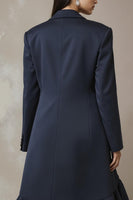 Load image into Gallery viewer, 2 Piece Navy Notched Lapel Long Sleeves Business Suits with Ruffles