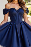 Load image into Gallery viewer, Black Corset A Line Short Tulle Homecoming Dress