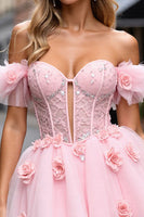 Load image into Gallery viewer, Floral Blush Corset Short Homecoming Dress with Lace