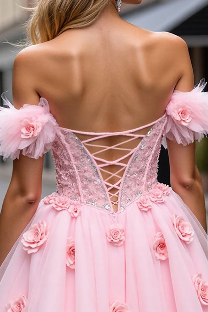 Load image into Gallery viewer, Floral Blush Corset Short Homecoming Dress with Lace
