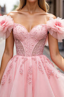Load image into Gallery viewer, Floral Blush Short Corset Homecoming Dress with Appliques