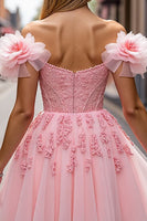Load image into Gallery viewer, Floral Blush Short Corset Homecoming Dress with Appliques