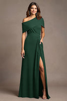 Load image into Gallery viewer, Burgundy Satin Long Sheath Mother of the Bride Dress with Slit