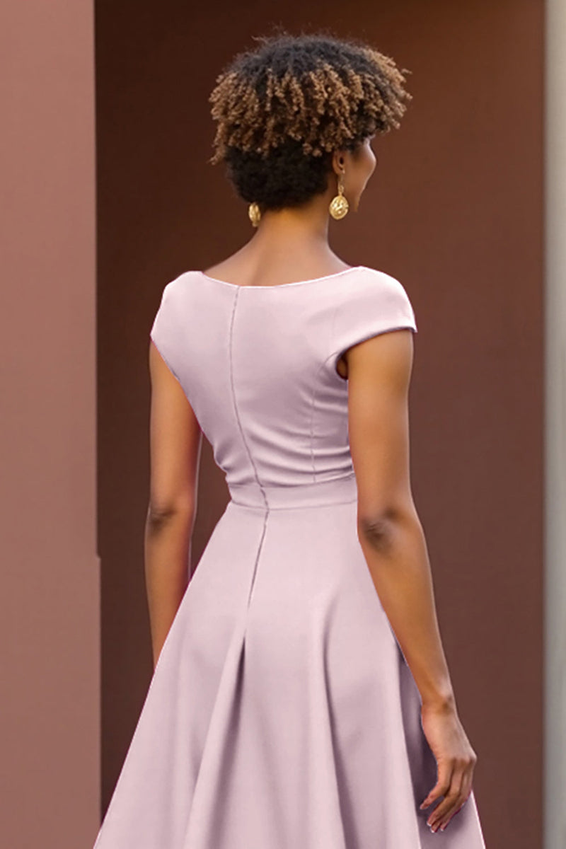 Load image into Gallery viewer, Fuchsia V-Neck A Line Satin Midi Mother of the Bride Dress