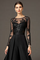 Load image into Gallery viewer, Black A Line Long Chiffon Mother of the Bride Dress with Lace