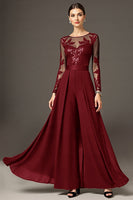 Load image into Gallery viewer, Black A Line Long Chiffon Mother of the Bride Dress with Lace