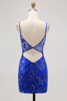 Load image into Gallery viewer, Black Sparkly Corset Spaghetti Straps Tight Short Homecoming Dress with Lace
