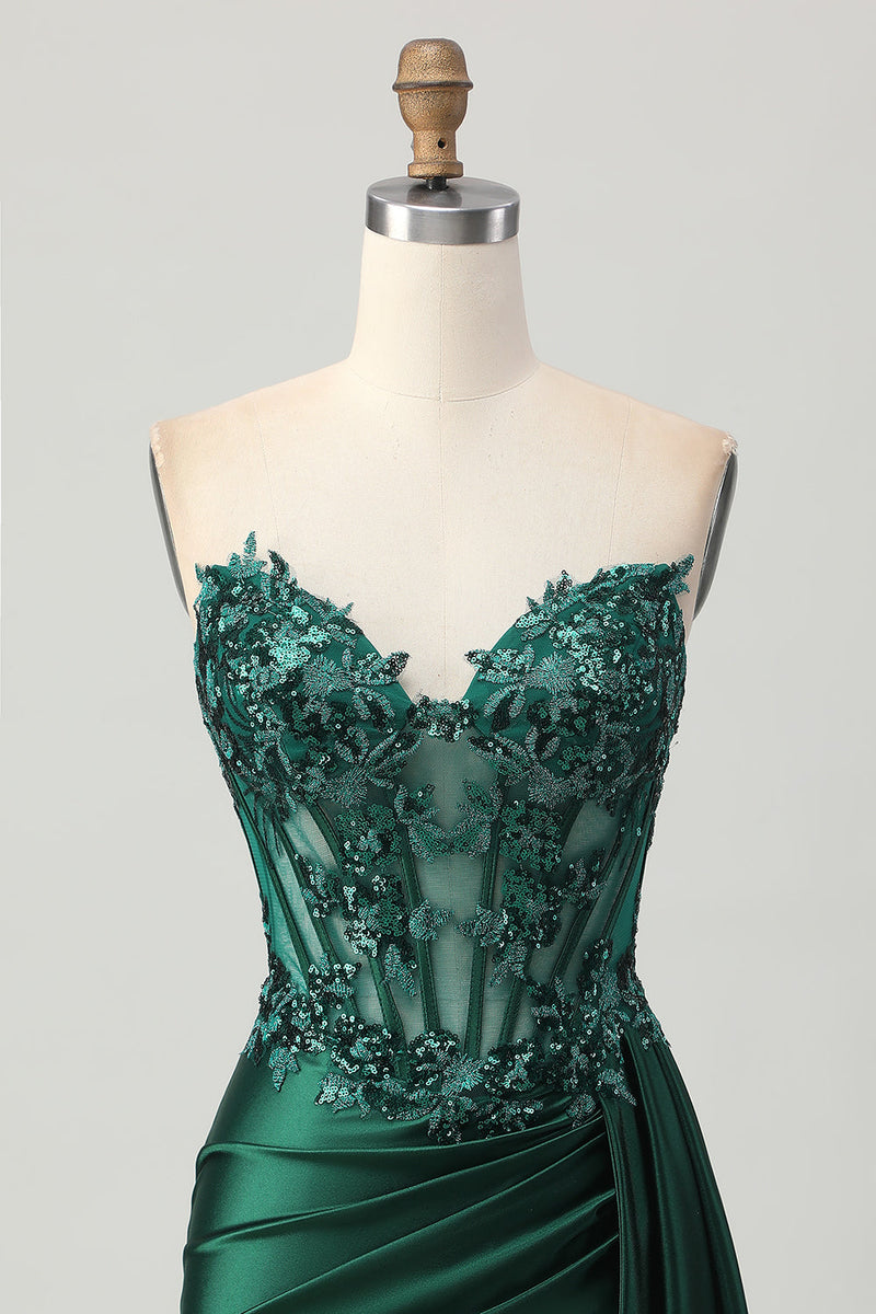 Load image into Gallery viewer, Sparkly Dark Green Sweetheart Short Corset Homecoming Dress