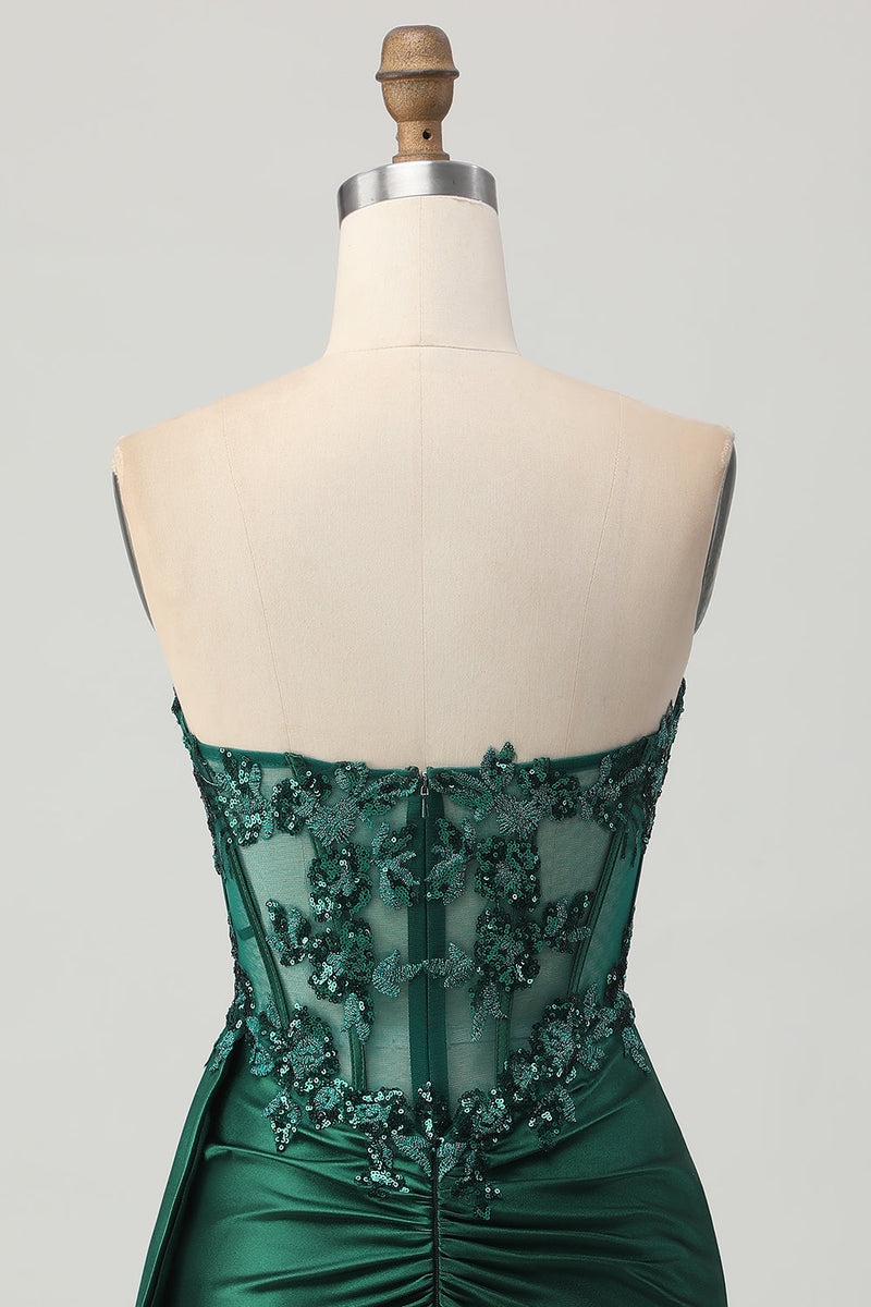 Load image into Gallery viewer, Sparkly Dark Green Sweetheart Short Corset Homecoming Dress