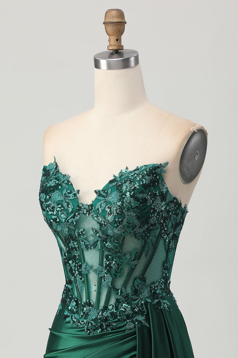 Load image into Gallery viewer, Sparkly Dark Green Sweetheart Short Corset Homecoming Dress