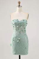 Load image into Gallery viewer, Sparkly Sweetheart Corset Tight Short Sage Floral Homecoming Dress with Beading