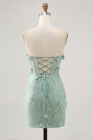 Load image into Gallery viewer, Sparkly Sweetheart Corset Tight Short Sage Floral Homecoming Dress with Beading