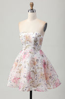 Load image into Gallery viewer, Sparkly Pink Floral Short A Line Homecoming Dress