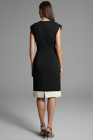 Load image into Gallery viewer, Black and White Satin Bodycon Midi Work Dress