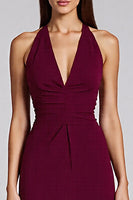 Load image into Gallery viewer, Black Satin Bodycon Backless Midi Halter Cocktail Dress