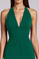 Load image into Gallery viewer, Black Satin Bodycon Backless Midi Halter Cocktail Dress