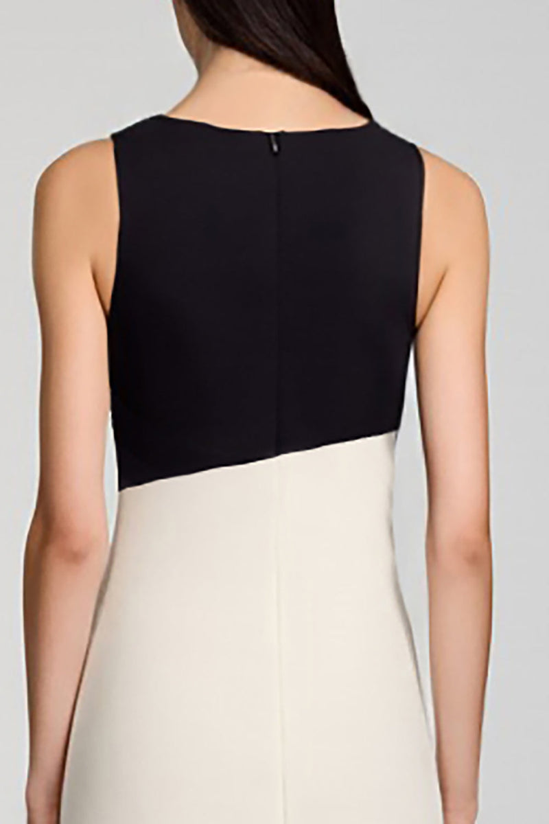 Load image into Gallery viewer, Black and White Ruffled Scoop Midi Satin Cocktail Dress