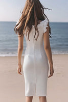 Load image into Gallery viewer, Sparkly Ivory Bodycon Ruffled Midi Sequins Engagement Dress