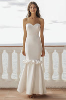 Load image into Gallery viewer, Ivory Satin Mermaid Maxi Wedding Reception Dress with Ruffles