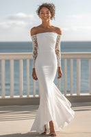 Load image into Gallery viewer, Ivory Mermaid Chiffon Long Sleeves Rehearsal Dinner Dress