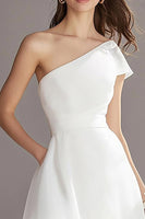 Load image into Gallery viewer, Ivory Organza One Shoulder Midi Wedding Reception Dress