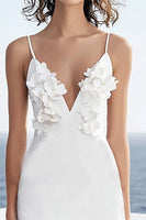 Load image into Gallery viewer, Ivory Floral Satin Deep V-Neck Maxi Rehearsal Dinner Dress