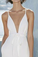 Load image into Gallery viewer, Ivory Satin Beach Midi Bridal Shower Dress with Sash