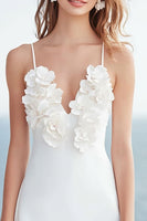 Load image into Gallery viewer, Floral Ivory Satin A Line Short Bridal Shower Dress