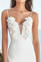 Load image into Gallery viewer, Floral Ivory Satin Bodycon Midi Bridal Shower Dress