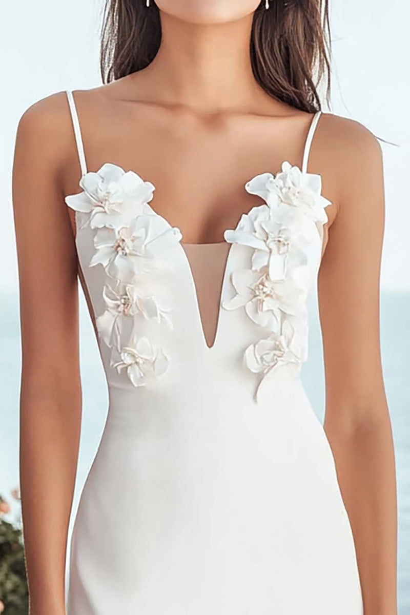 Load image into Gallery viewer, Floral Ivory Satin Bodycon Midi Bridal Shower Dress
