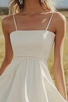 Load image into Gallery viewer, Ivory Satin A Line Short Boho Western Wedding Dress