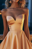 Load image into Gallery viewer, Light Orange Sweetheart Short Satin Homecoming Dress with Ruffles