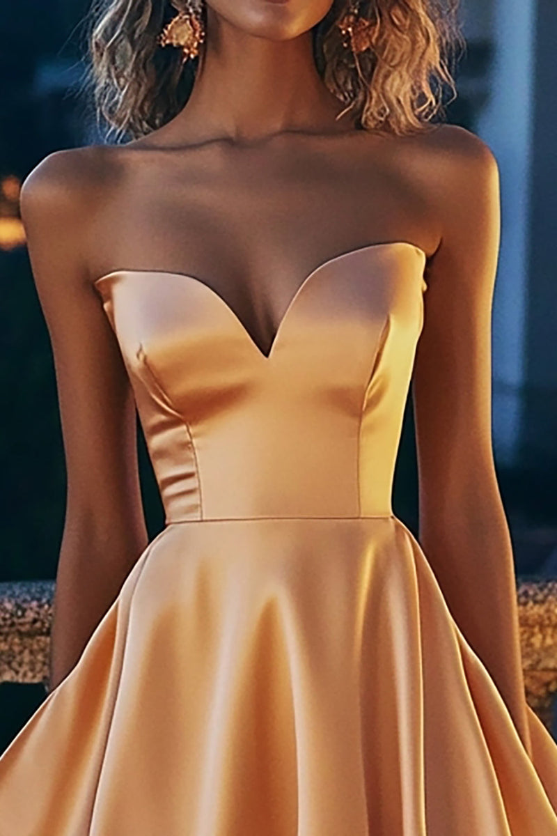 Load image into Gallery viewer, Light Orange Sweetheart Short Satin Homecoming Dress with Ruffles