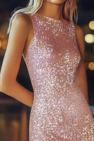 Load image into Gallery viewer, Sparkly Pink Short Bodycon Sequin Cocktail Dress with Feathers
