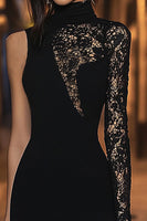 Load image into Gallery viewer, High Neck Black Lace Bodycon Short Cocktail Dress with Sleeves