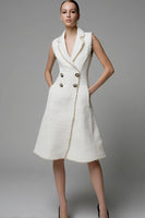 Load image into Gallery viewer, Ivory Notched Lapel Tweed Short Homecoming Outfits with Pockets