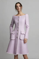 Load image into Gallery viewer, Lilac Boat Neck Tweed A Line Short Homecoming Dress