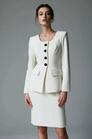 Load image into Gallery viewer, 2 Piece Ivory  Bodycon Satin Short Single Breasted Business Suits