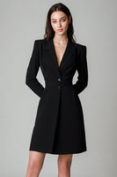 Load image into Gallery viewer, Black Peak Lapel Single Breasted Short Blazer Dress with Sleeves