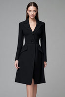 Load image into Gallery viewer, Black Peak Lapel Short Blazer Dress with Sleeves