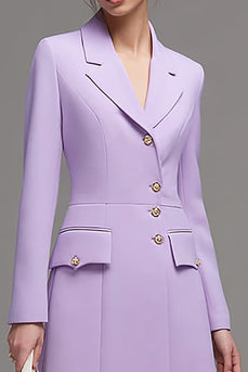 Lilac Notched Lapel Single Breasted Short Blazer Dress with Sleeves