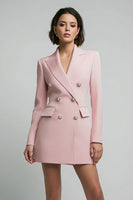 Load image into Gallery viewer, Pink Peak Lapel Double Breasted Short Pencil Blazer Dress with Sleeves