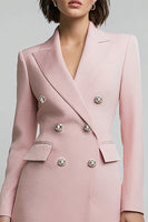 Load image into Gallery viewer, Pink Peak Lapel Double Breasted Short Pencil Blazer Dress with Sleeves
