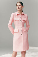 Load image into Gallery viewer, Pink Collar Tweed Single Breated Short Pencil Blazer Dress with Sleeves
