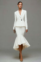 Load image into Gallery viewer, 2 Piece Ivory Satin Notched Lapel Midi Business Suits with Ruffles