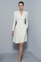 Load image into Gallery viewer, Ivory Satin A Line Notched Lapel Short Blazer Dress with Pockets