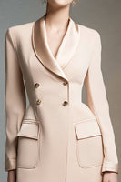 Load image into Gallery viewer, Champagne Shawl Lapel Double Breasted Long Sleeves Short Blazer Dress