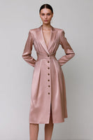 Load image into Gallery viewer, Dusty Rose Peak Lapel Single Breasted Short Blazer Dress with Sleeves