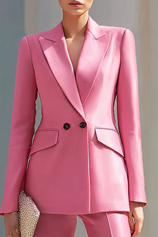 2 Piece Pink Peak Lapel Long Sleeves Business Suits